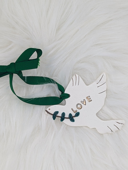 Dove with Olive Branch Ornament – Love, Hope, Peace