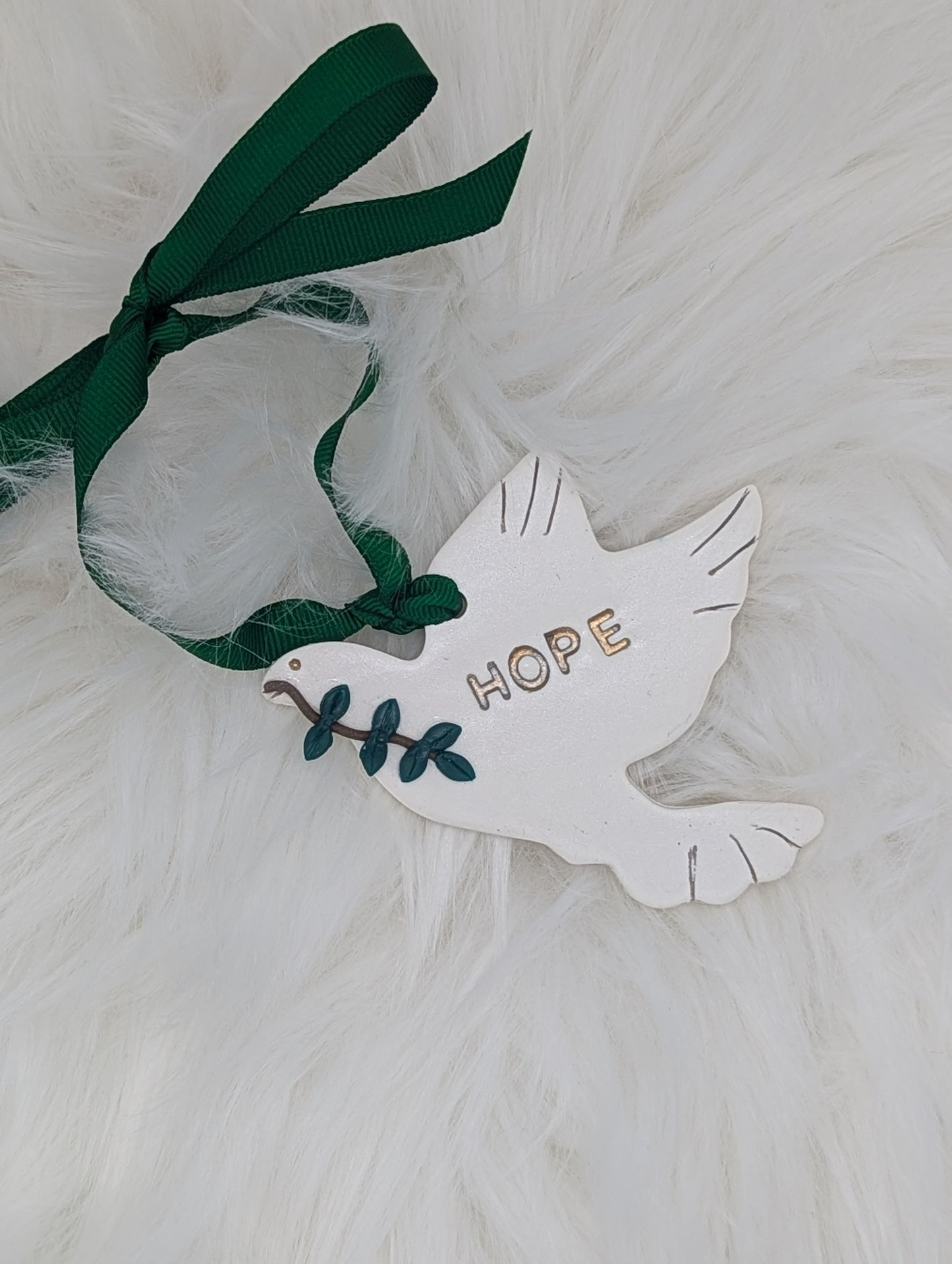 Dove with Olive Branch Ornament – Love, Hope, Peace