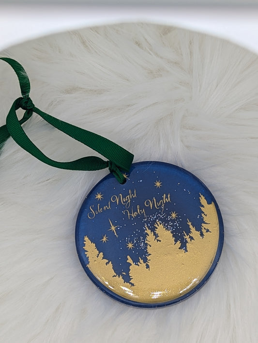 Resin Ornament – “Silent Night” or “For Unto Us a Child Is Born”